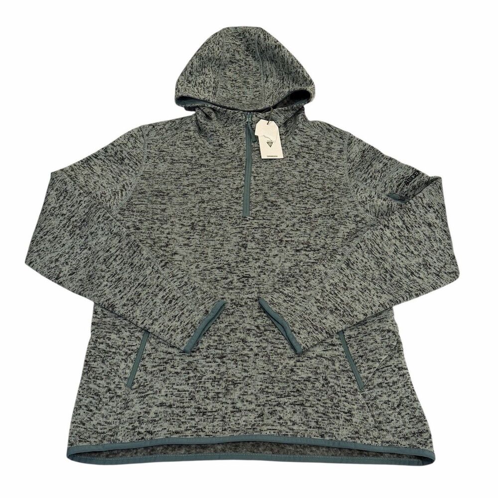 Ascend Pullover Quarter Zip Sweater Womens Medium Fleece Heathered Green NWT